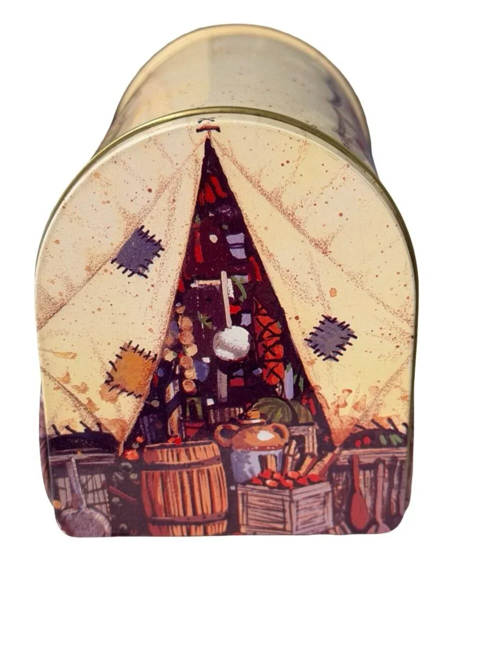 Vintage Giftco Chuck Wagon Tin With Moveable Wheels Western Covered Wagon Candy